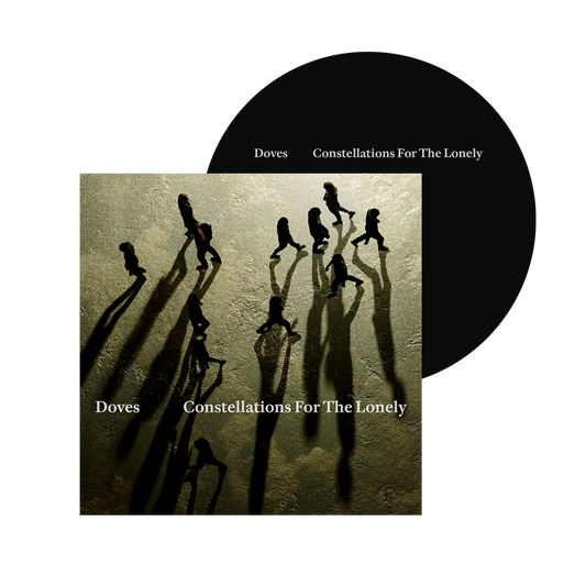 CD cover: shadows of people reaching upwards on a beige background.
