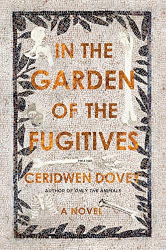 Book cover with mosaic border and golden title: "In the Garden of the Fugitives.