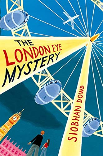 Book cover: "The London Eye Mystery" with illustration of the Ferris wheel.