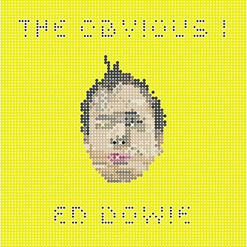 Pixelated portrait of a man on a yellow dotted background CD cover.