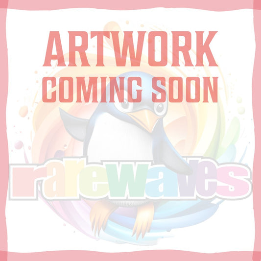 Artwork placeholder with a penguin and rainbow wave design.