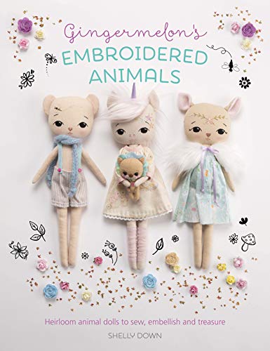 Book cover featuring handmade embroidered animal dolls with floral embellishments.