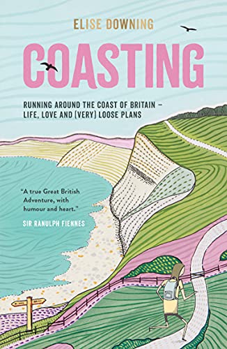 Book cover illustration showing a person running on a coastal path by the sea.