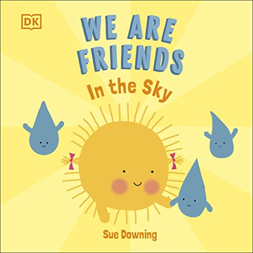 Book cover: smiling sun with blue cloud shapes, yellow background.