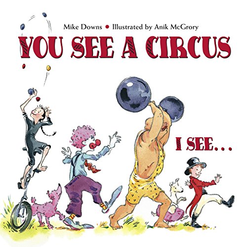 Children’s book cover depicting circus performers and animals in watercolor style.