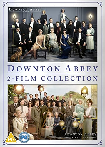 Downton Abbey" DVD cover featuring cast portraits and film scenes.