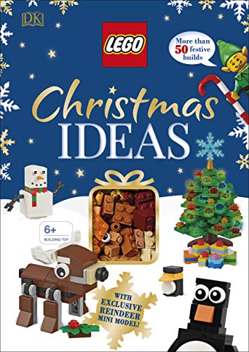 LEGO Christmas Ideas book cover with built models and a reindeer.