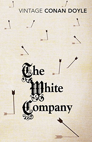 Book cover for "The White Company" with ornate lettering and arrows.