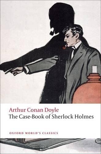 Book cover illustration of Sherlock Holmes with a large shadow against a white background.