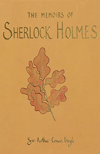 Book cover for The Memoirs of Sherlock Holmes with an orange background and oak leaf.