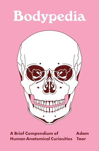 Book cover: "Bodypedia" with a white skull illustration on pink background.