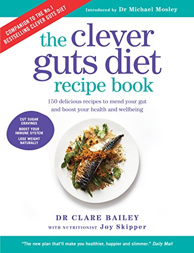 Cover of "The Clever Guts Diet Recipe Book" featuring fish and herbs.