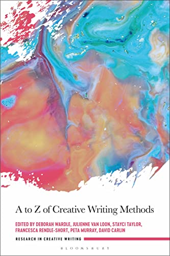 Book cover for A to Z of Creative Writing Methods with abstract blue-orange paint.