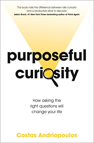 Book cover for "Purposeful Curiosity" with bold text and a question mark.