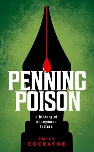 Book cover: black pen nib with red drop, title "Penning Poison" in white.