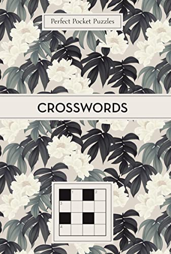 Crossword puzzle book with floral cover design, featuring white and grey blooms.