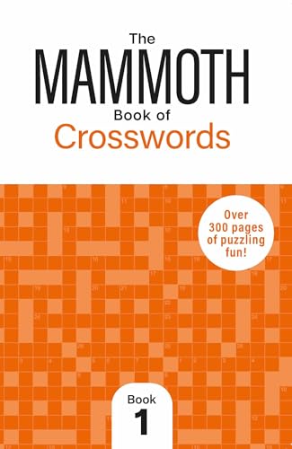 Book cover: "The Mammoth Book of Crosswords 1" with orange grid background.