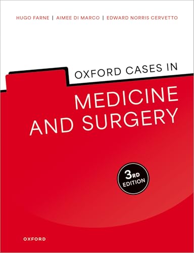 Red textbook cover with white text: "Oxford Cases in Medicine and Surgery".
