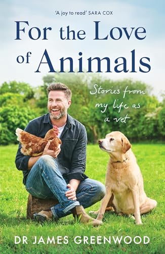 Book cover featuring a vet with a dog and chickens outdoors.