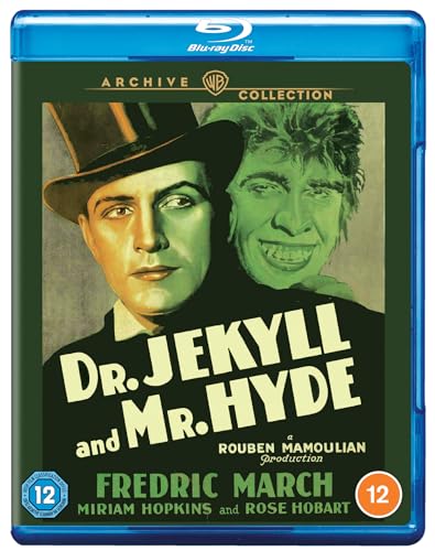 Blu-ray cover art showing Fredric March as Dr. Jekyll and the monstrous Mr. Hyde.
