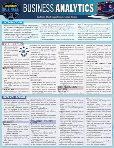 QuickStudy Business Analytics reference guide, densely packed with text and diagrams.