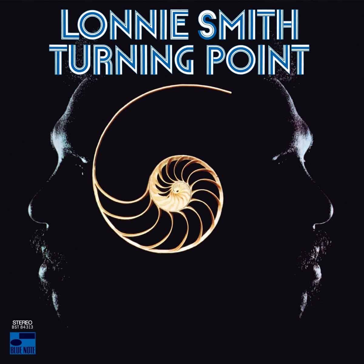 Dr. Lonnie Smith's "Turning Point" CD cover with a nautilus shell graphic.
