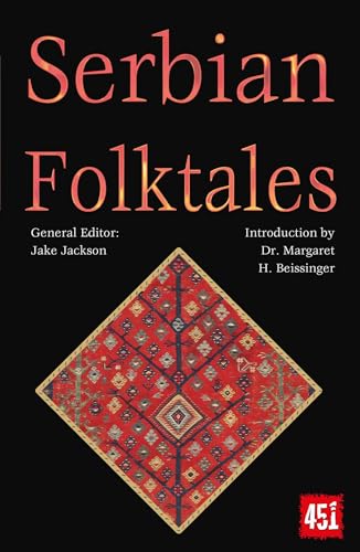 Book cover for “Serbian Folktales” with a red patterned diamond design.