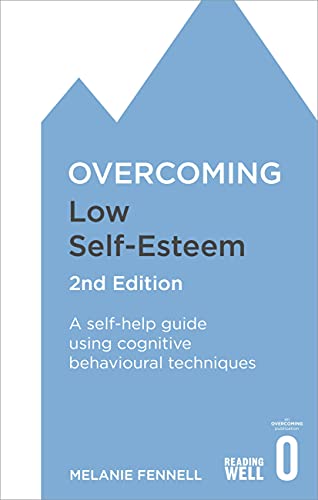 Book cover for Overcoming Low Self-Esteem, 2nd Edition by Melanie Fennell on blue background.