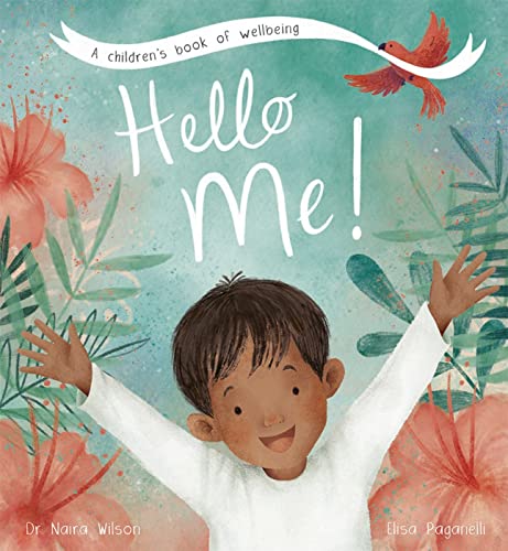 Book cover with a smiling child, flowers, and a red bird.