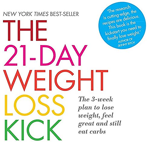 Book cover with colorful text: “The 21-Day Weight Loss Kickstart.”