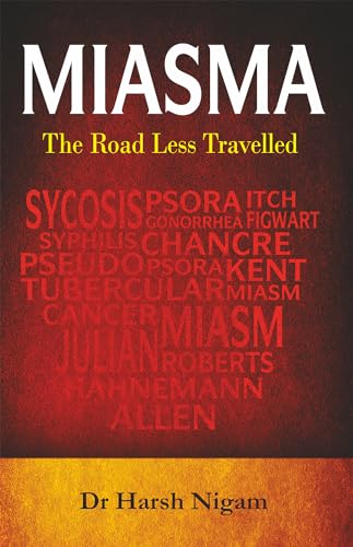 Book cover for "Miasma" with red and gold text listing medical conditions.