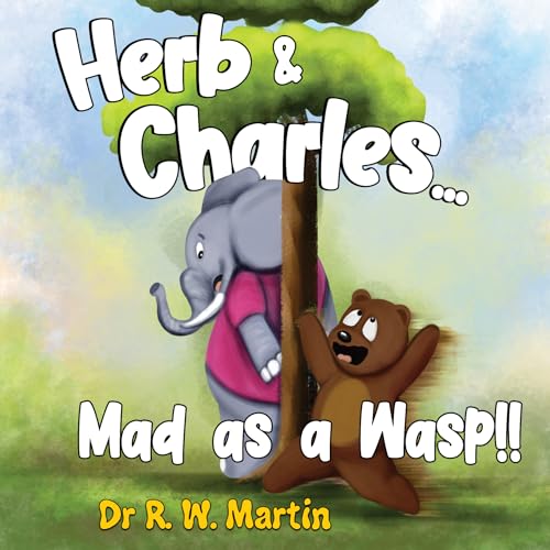Book cover: elephant and bear clinging to a tree, cartoon style.