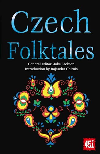 Book cover: "Czech Folktales" with floral folk art design.