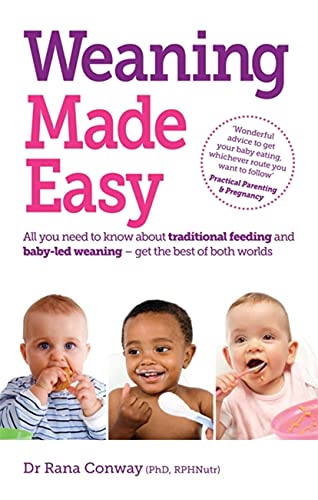 Book cover titled Weaning Made Easy featuring three babies eating with different methods.