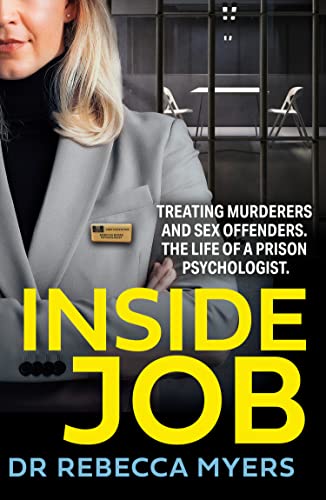 Book cover: woman in suit, prison cell background, "Inside Job" title.