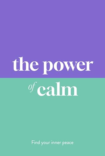 Book cover with purple and teal blocks, white text: “The Power of Calm”.
