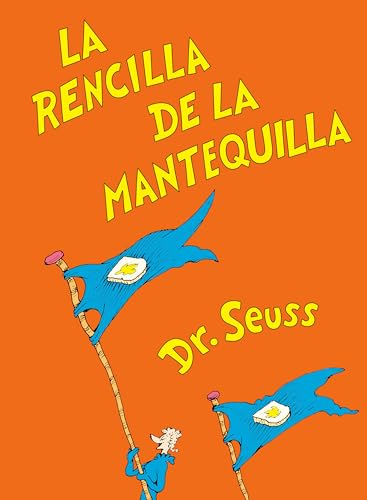 Orange cover with blue flags bearing fried eggs, Dr. Seuss book.
