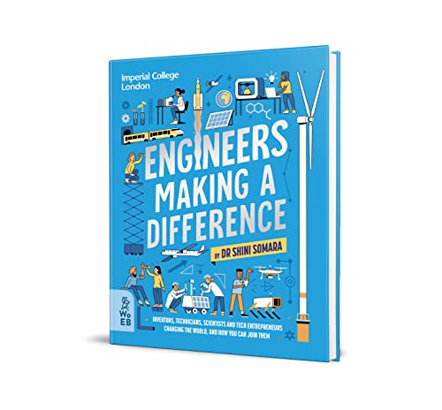 Book cover: "Engineers Making a Difference" with illustrations of technology.
