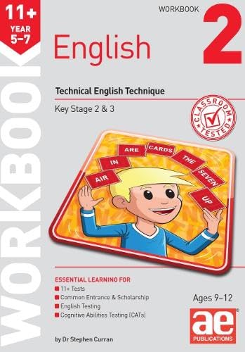 “11+ English Workbook 2” cover with a boy playing card game.