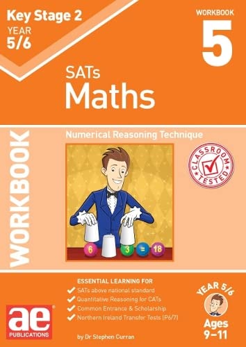Orange KS2 Maths workbook, number 5, with a boy and balancing scales illustration.