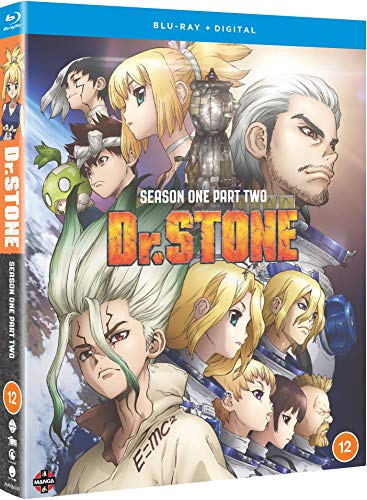 Dr. Stone Season 1 Part 2 Blu-ray cover featuring anime characters.