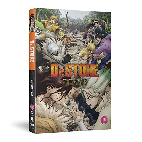 DVD case for Dr. Stone Season 2 with anime-style illustration of characters in action.