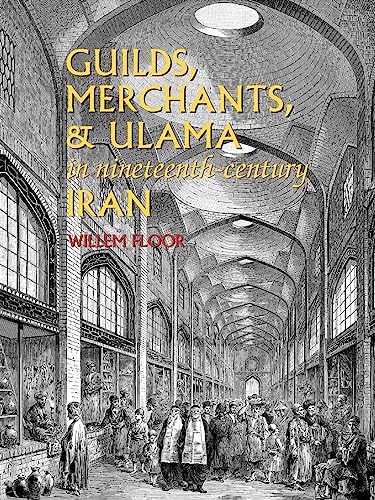 Book cover depicting a bustling Iranian bazaar with arched architecture.