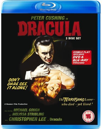 Dracula Blu-ray cover featuring Peter Cushing and a woman in distress.