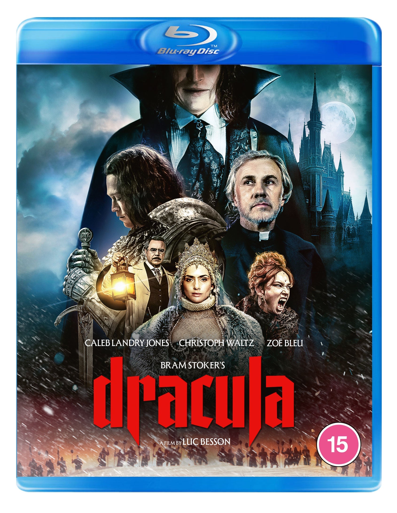 Dracula" Blu-ray cover featuring cast portraits and a gothic castle backdrop.