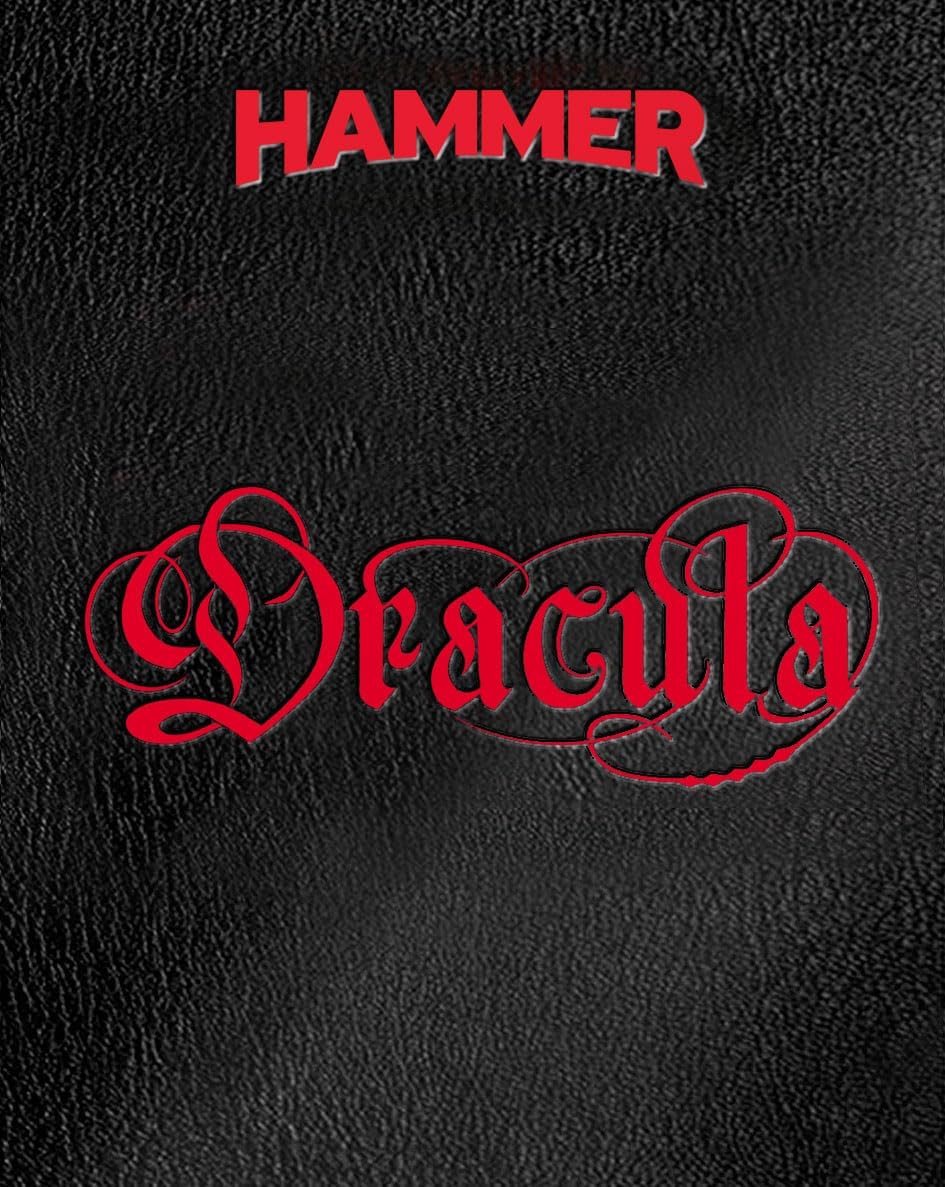 Black textured cover with red "Dracula" lettering and "HAMMER" logo.