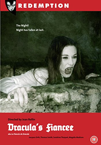 DVD cover featuring a woman with vampire fangs leaning over a stone wall.