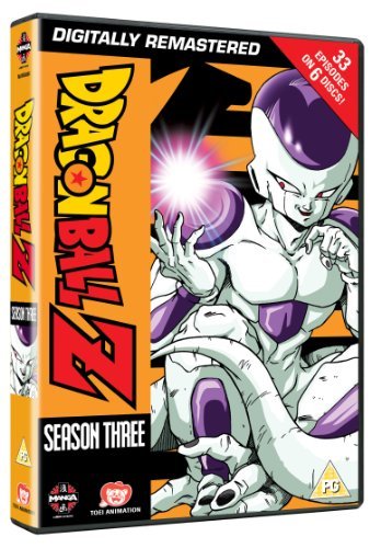 "Dragon Ball Z Season 3 DVD case featuring Frieza on an orange background."
