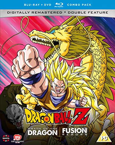 "Dragon Ball Z movie cover featuring a character and a large yellow dragon."
