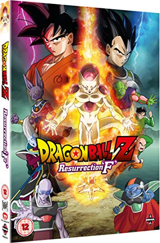 DVD cover for Dragon Ball Z: Resurrection F featuring Goku, Vegeta, and Frieza.